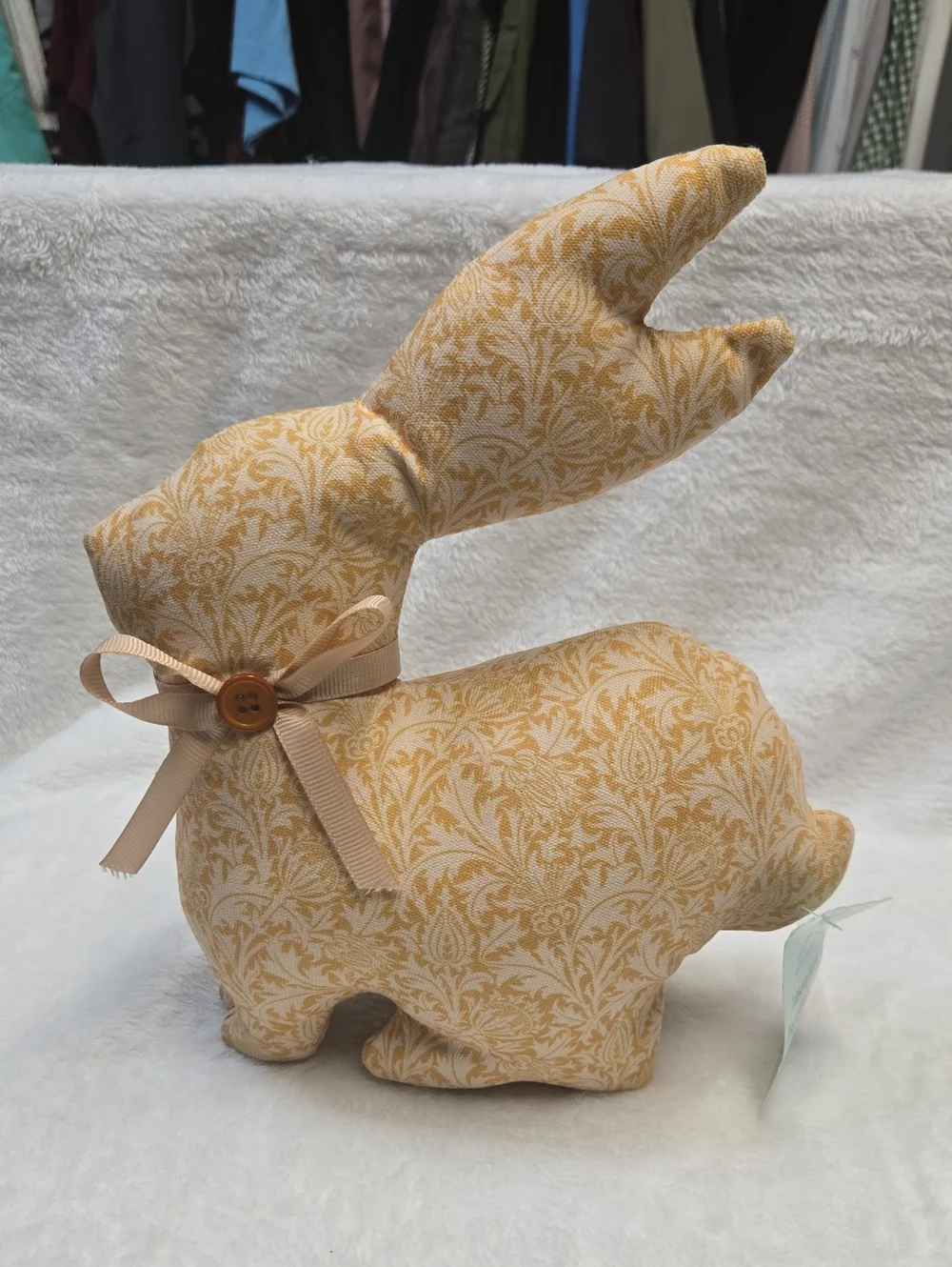 🌞Ashland Easter Tabletop Décor Fabric Bunny - Yellow Damask